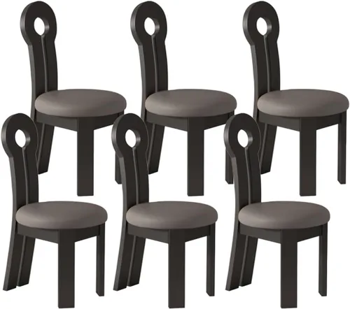 Vista 59 de YVYKFZD Dining Chairs Set, Solid Wood Dining Room Chair, Upholstered Kitchen Chairs, Unique Key-Shaped Living Room Chair, for Offices Bedroom Study