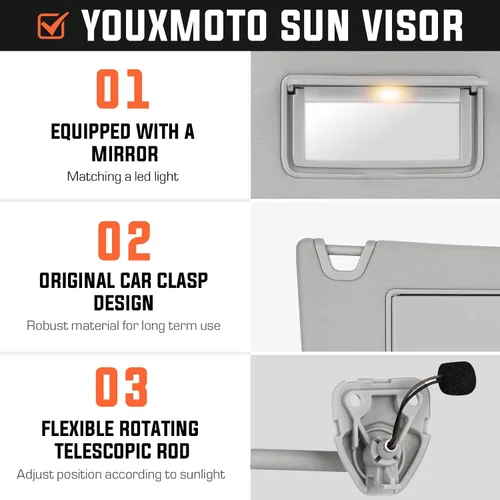 Vista 3 de Youxmoto Visera solar del lado izquierdo del conductor y del lado derecho del pasajero para Nissan Altima 2013 2014 2015 2016 2017 2018, reemplazo