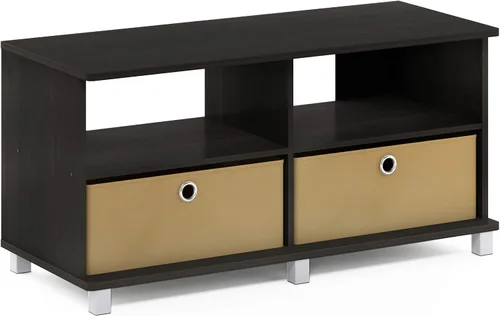 Vista 6 de Furinno Andrey - Centro de entretenimiento con cajones, Espresso oscuro