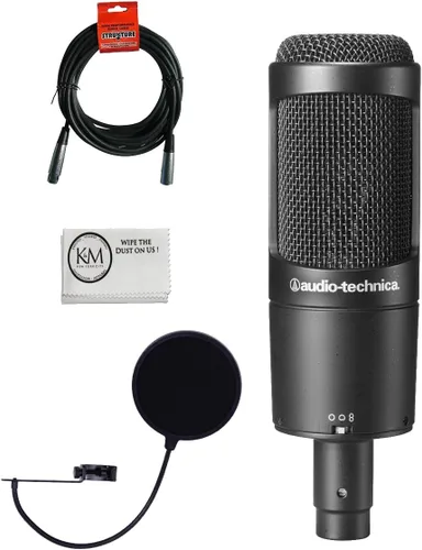 Vista 13 de Audio-Technica AT2005USB - Paquete de micrófono dinámico cardioide USB/XLR con filtro pop, cable XLR y paño de pulido de Austin Bazaar