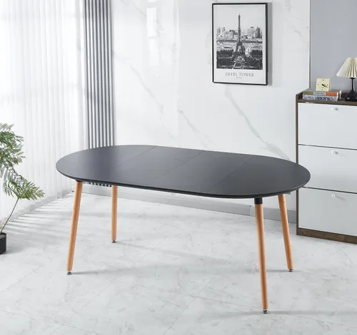 Vista 9 de Mesa de comedor redonda extensible para 4 y 6 pulgadas, mesa de comedor de madera de 39 a 70 pulgadas, mesa de cocina moderna para comedor, oficina