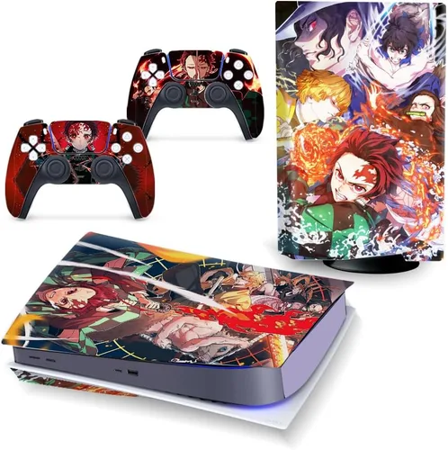 Vista 2 de Skins - Adhesivos para consola PS5 y controlador Playstation 5 versión de disco, apto para PS5 vinilo anime, compatible con Playstation 5