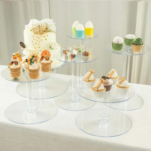 Vista 2 de Efavormart - Soporte para decoración de postres de 6 niveles de cristal acrílico resistente para decoración de postres para fiesta de cumpleaños