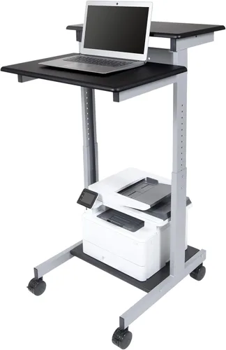 Vista 9 de Stand Up Desk Store - Estación de trabajo de dos niveles con altura ajustable y rodante, escritorio de pie