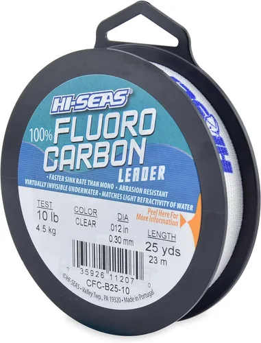Vista 19 de HI-SEAS Líder de línea de pesca 100% fluorocarbono, líder invisible transparente, indetectable para peces, hundimiento rápido, 6 libras a 400 libras