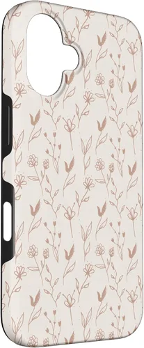 Vista 3 de iPhone 16 Hojas Botánico Flor Planta Línea Arte Terracota Case
