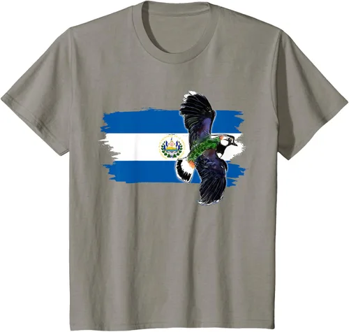 Vista 32 de Camiseta con la bandera de El Salvador, mapa de El Salvador, camiseta de Salvador para mujer, Negro