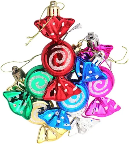 Vista 7 de Happyyami 12 adornos de piruleta de Navidad de plástico para decoración de árbol de Navidad, decoración colgante para el hogar y fiesta