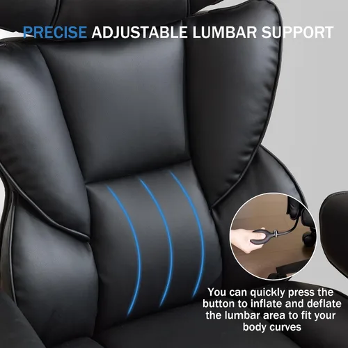 Vista 6 de Silla de oficina grande y alta de 600 libras con reposapiés y brazos abatibles, silla de oficina de tamaño grande para personas pesadas, soporte