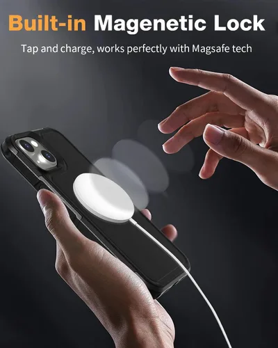Vista 4 de AICase Funda magnética resistente de 2 capas para iPhone 14 Plus (6.7 pulgadas), resistente funda MagSafe de 2 capas, protección duradera de grado