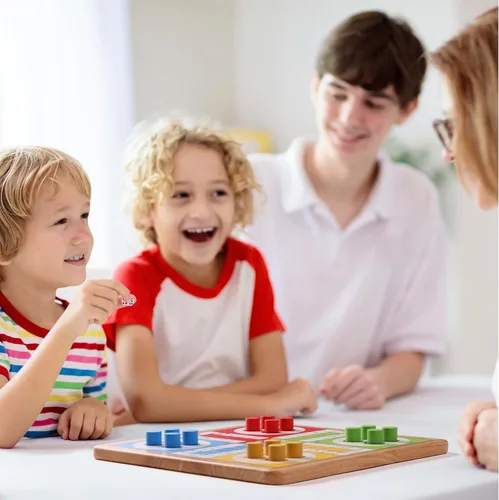 Vista 6 de Crobyi Juego de mesa Ludo de 12 pulgadas + serpientes y escaleras, 2 en 1, juego de mesa clásico para adultos y niños, incluye 1 tablero de juego, 2