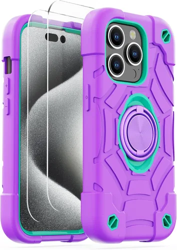 Vista 52 de KCJ Funda para iPhone SE 2022/2020, iPhone 8/7/6/6S, con [2×Protectores de Pantalla][Soporte de Anillo] Silicona Suave+PC Duro Protección Completa