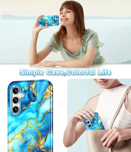 Vista 6 de Lamcase Funda para Galaxy S24 FE, resistente a prueba de golpes, híbrida de policarbonato duro, TPU suave, protección contra caídas de tres capas