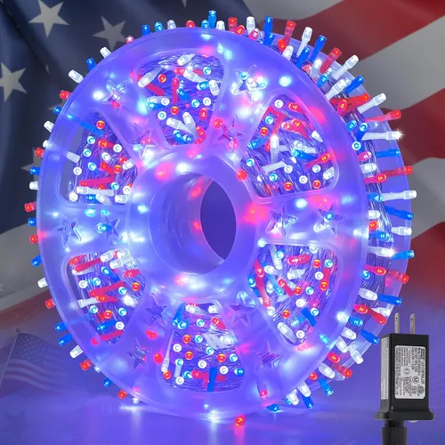Vista 34 de QITONG Tira de luces rojas y verdes para exteriores, 165 pies, 500 luces LED de alambre transparente de Navidad para interiores, 8 modos de luz