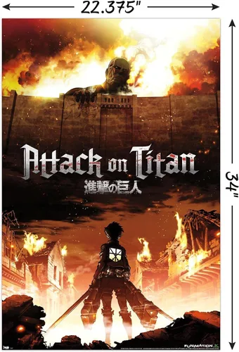 Vista 4 de Trends International Attack on Titan - Póster de pared con fuego, 22.375" x 34", versión sin marco