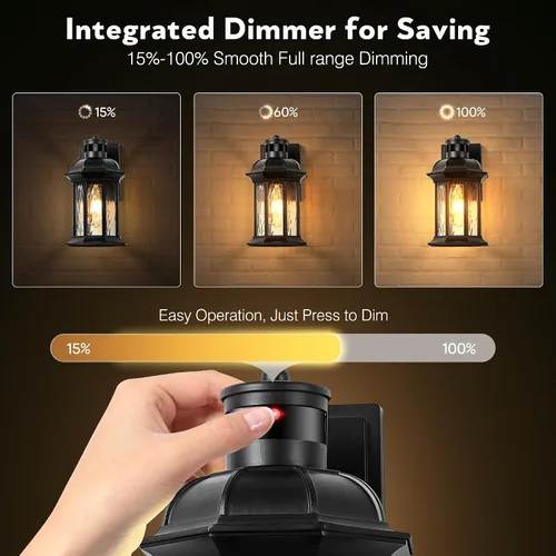Vista 3 de VIANIS Luces de porche con sensor de movimiento de atardecer a amanecer, accesorios de luz de porche exteriores modernos en negro, lámpara de pared