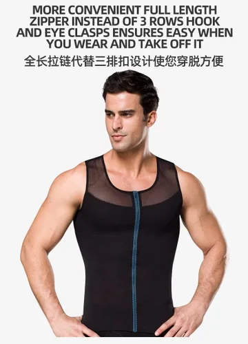 Vista 7 de BaronHong Camisa original de compresión de pecho con cremallera para hombre para ocultar ginecomastia Moobs