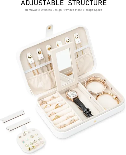 Vista 4 de Organizador de viaje de joyería, joyero de viaje, organizador de joyas de viaje, cajas de joyería de viaje para mujeres, joyero portátil de viaje