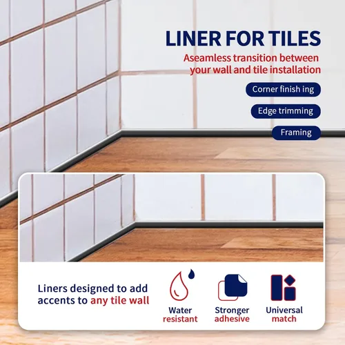 Vista 8 de Art3dwallpanels Moldura Flexible de 10 Pies para Despegar y Pegar para Borde de Azulejos de Salpicadero, Moldura de Pared Autoadhesiva para Negro