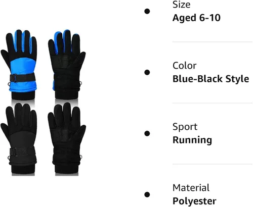Vista 8 de SATINIOR 2 pares de guantes de nieve gruesos para niños, guantes de esquí para niños pequeños, guantes de invierno cálidos e impermeables para niños