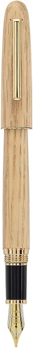 Vista 2 de Jinhao 9036 - Pluma estilográfica de madera natural hecha a mano, punta extrafina, color roble