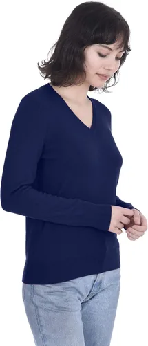 Vista 4 de Cashmeren Suéter básico con cuello en V para mujer, 100% cachemira pura, manga larga, suéter clásico