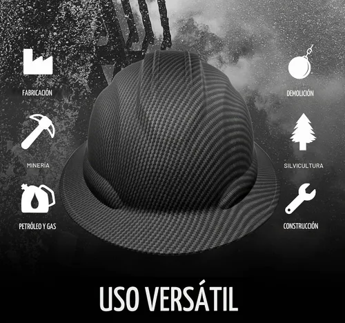 Vista 5 de Casco de seguridad Bullhead Safety de ala completa con suspensión de trinquete de seis puntos, casco de construcción reversible para seguridad