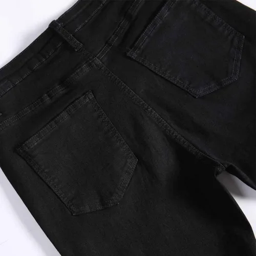 Vista 5 de HUNGSON Pantalones de mezclilla ajustados y elásticos para hombre, ajuste recto