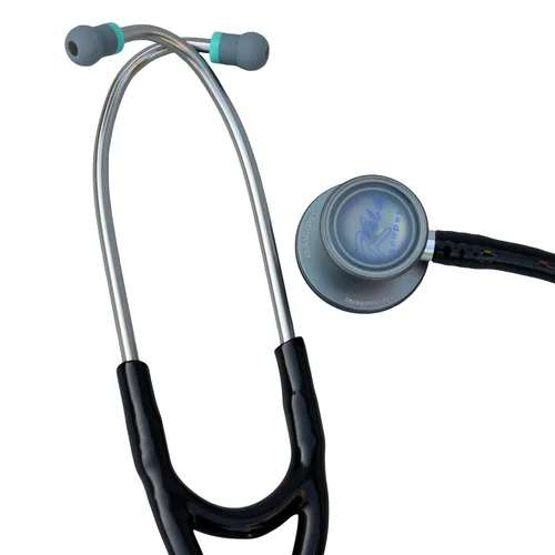Vista 3 de Virtuoso - Estetoscopio de cardiología de doble cabeza, calidad profesional, tubo clásico, KS-750, color negro