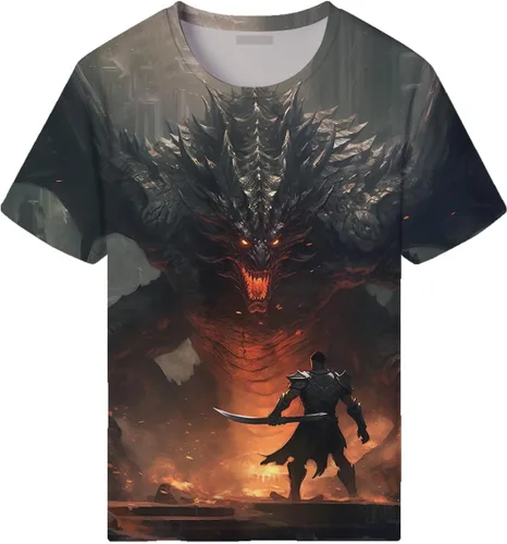 Vista 2 de Srcnhim Camiseta con estampado 3D de caballero dragón marino para hombre