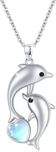 Vista 7 de Collar de Delfín 925 Plata de Ley Regalos para el Día de la Madre Cadenas de Collar para Mujer Collar de delfín de cristal azul