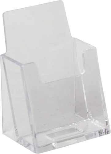 Vista 2 de Clear-Ad - Tarjetero vertical de acrílico transparente para escritorio de 3.5 x 2 pulgadas - Organizador de tarjetas de visita de plástico múltiple