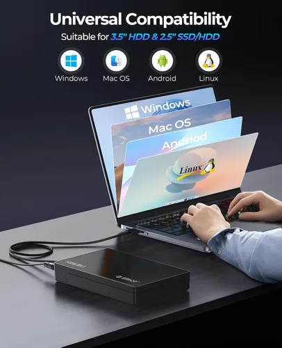 Vista 6 de ORICO Caja para disco duro externo de 3.5 pulgadas, SATA III a USB 3.1 tipo C para HDD, instalación sin herramientas, compatible con UASP