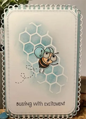 Vista 6 de Happy Bee Day - Juego de sellos y troqueles para hacer tarjetas, sellos transparentes y troqueles de corte de metal para álbumes de recortes