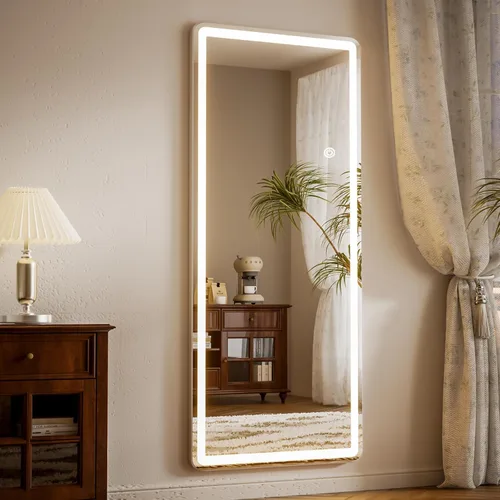 Vista 8 de Espejo de cuerpo de piso de longitud completa LED regulable de 3 colores de 56 x 20 pulgadas