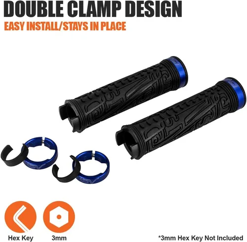 Vista 5 de BV mango para manubrio de bicicleta, con seguro doble para MTB, BMX, montaña, pendientes y bicicleta plegable