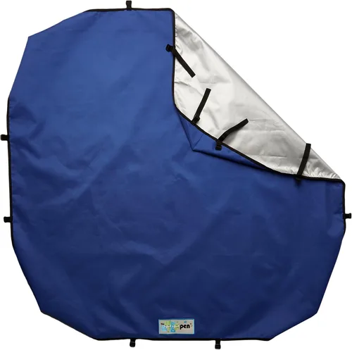 Vista 2 de GOGO Pet Products - Bolígrafo de ejercicio de 4 x 4 pies con tapa UV, cubierta azul real