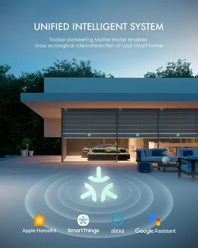 Vista 2 de Yoolax Persianas romanas motorizadas con filtro de luz inteligentes para ventanas compatibles con Alexa, Google Home, Homekit, persianas romanas