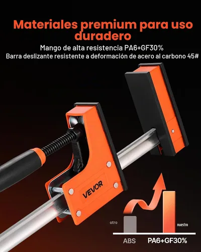 Vista 2 de VEVOR Abrazaderas de barra para carpintería, paquete de 2 abrazaderas paralelas de 24 pulgadas, abrazadera F con límite de carga de 1500 libras