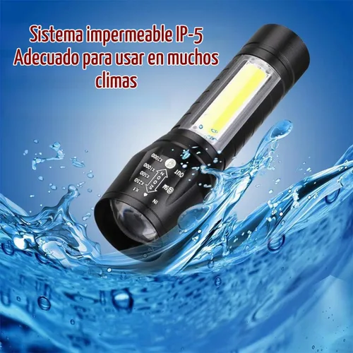 Vista 3 de CLEZGO - Linternas recargables de alto lumens LED, mini linterna recargable USB para el hogar, 3 modos de enfoque ajustable, linterna portátil