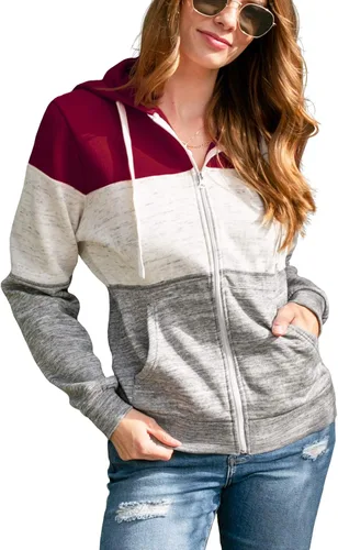 Vista 5 de Doublju - Chaqueta ligera y delgada con capucha y cremallera para mujer de talla extragrande