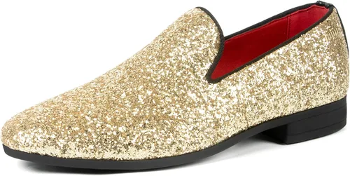 Vista 28 de UUBARIS Mocasines de vestir para hombre de esmoquin, zapatos sin cordones