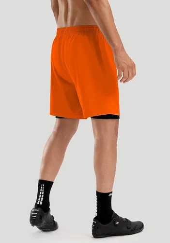 Vista 3 de Bikewa Pantalones cortos de ciclismo de montaña para hombre, con acolchado 3D, ajuste holgado, con bolsillos con cremallera