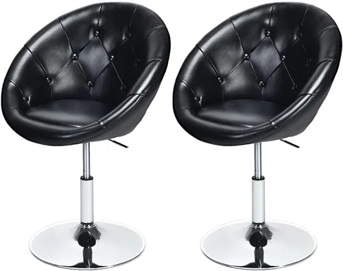 Vista 9 de WATERJOY Silla giratoria de tocador con respaldo, silla de maquillaje moderna de altura ajustable con marco cromado para bar y bar