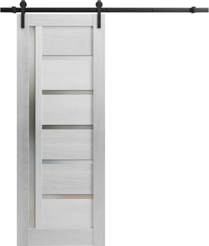 Vista 11 de SARTODOORS Puerta corredera de granero de 18 x 80 pulgadas Quadro 4088 Blanco / Negro Puerta de granero individual Herrajes MDF incluidos