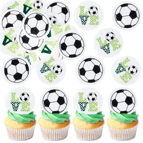 Vista 9 de Ercadio Paquete de 24 adornos para cupcakes de fútbol americano Oh Baby - Púas de rugby con purpurina negra para temática deportiva, baby shower