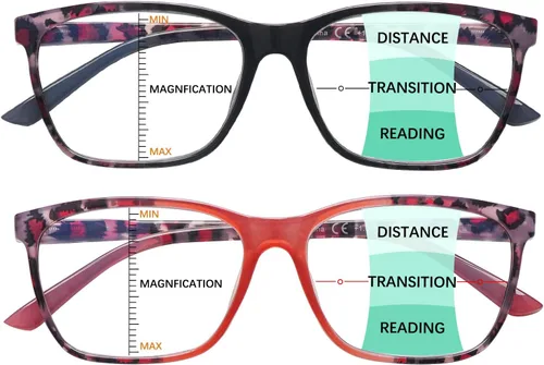 Vista 8 de COJWIS Progressive Multifocus Reading Glasses Blue Light Blocking for Women Men Spring Hinge Computer Readers