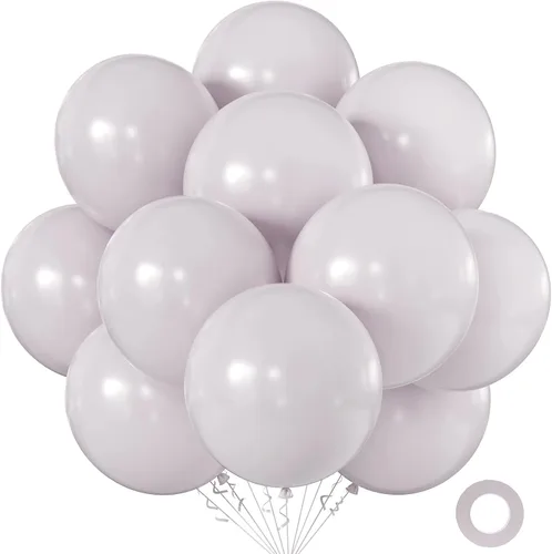 Vista 43 de KALOR Globos color morado ceniza de 18 pulgadas, 10 globos de látex mate, globos redondos grandes para bodas, baby shower, fiestas de cumpleaños