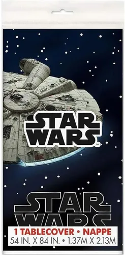 Vista 4 de Mantel rectangular clásico de plástico multicolor de Star Wars (54 x 84 pulgadas), 1 unidad, material icónico y ecológico, perfecto para cada