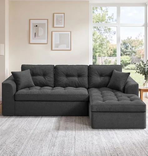 Vista 22 de Hobestluk Sofá seccional modular de sofá deshuesado de 105 pulgadas para 2-Gris